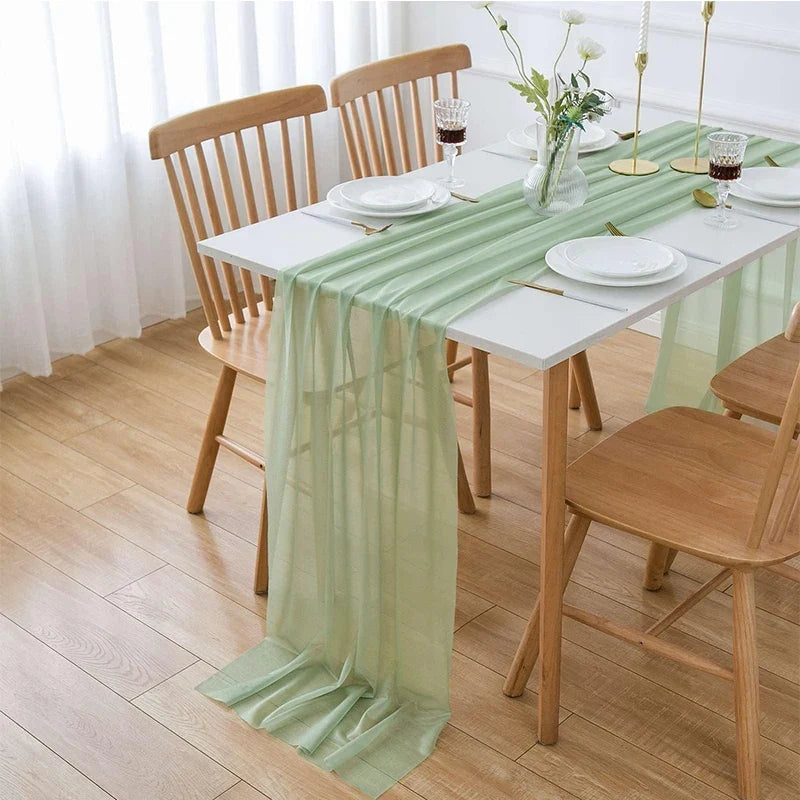 Set of 4 Sheer Muslin Table Runners for Event Hospitality - 30x180CM