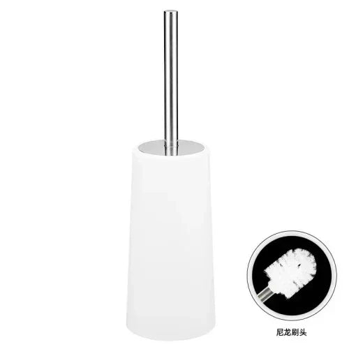 Toilet brush with long handle soft hair without dead end - White Nylon Head