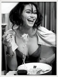 Women's art poster wine drink with spaghetti wall decor - 60X90cm Unframed / 21