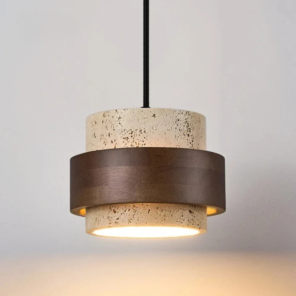Modern wooden and marble chandelier for elegant decoration