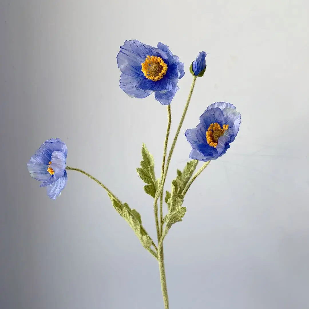 Bouquet of artificial flowers poppy for home decoration garden party - Blue