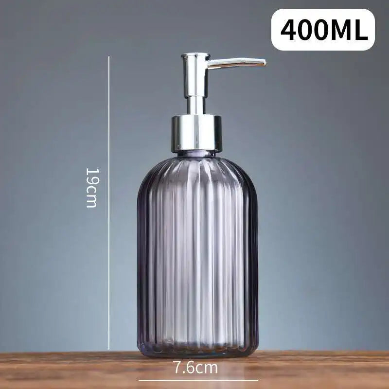 Portable glass liquid soap dispenser for bathroom - Vertical Gray