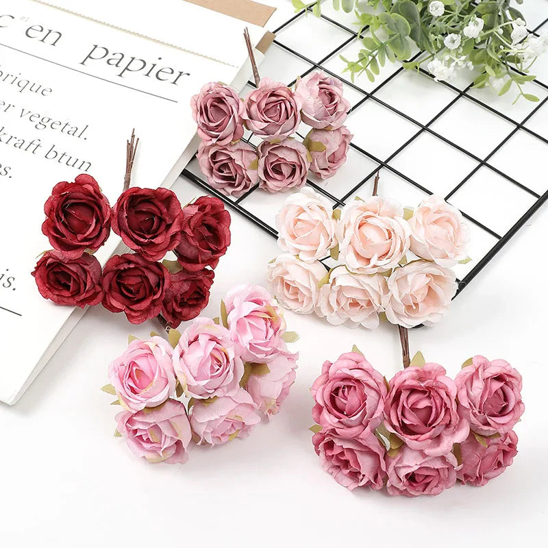 Mini bouquet of artificial rose wines for floral decoration