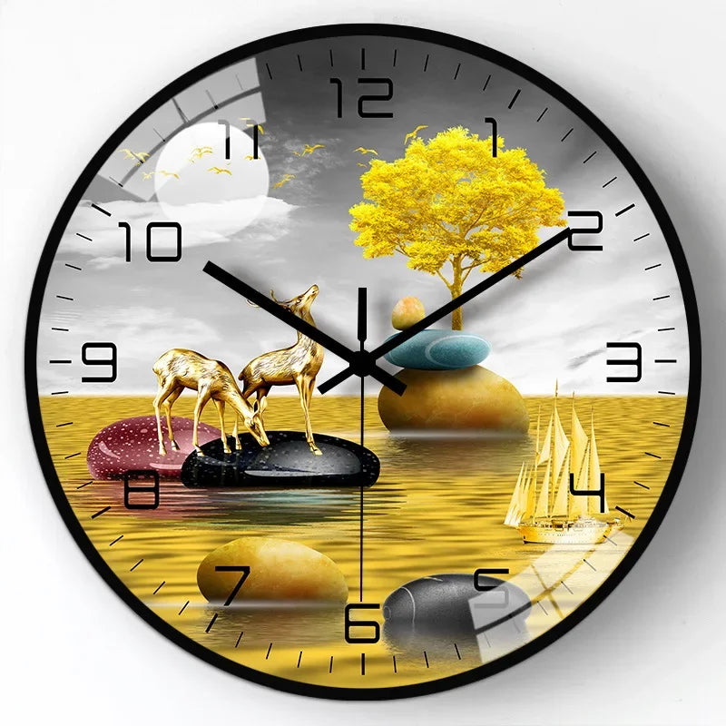 Glass wall clock design modern Chinese style creative and silent - Style2 / 8 pouces
