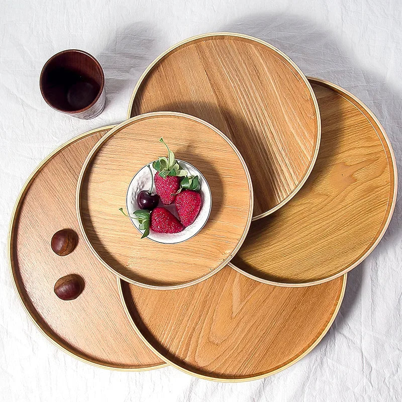 Japanese round wooden tray for service and tea - view 4