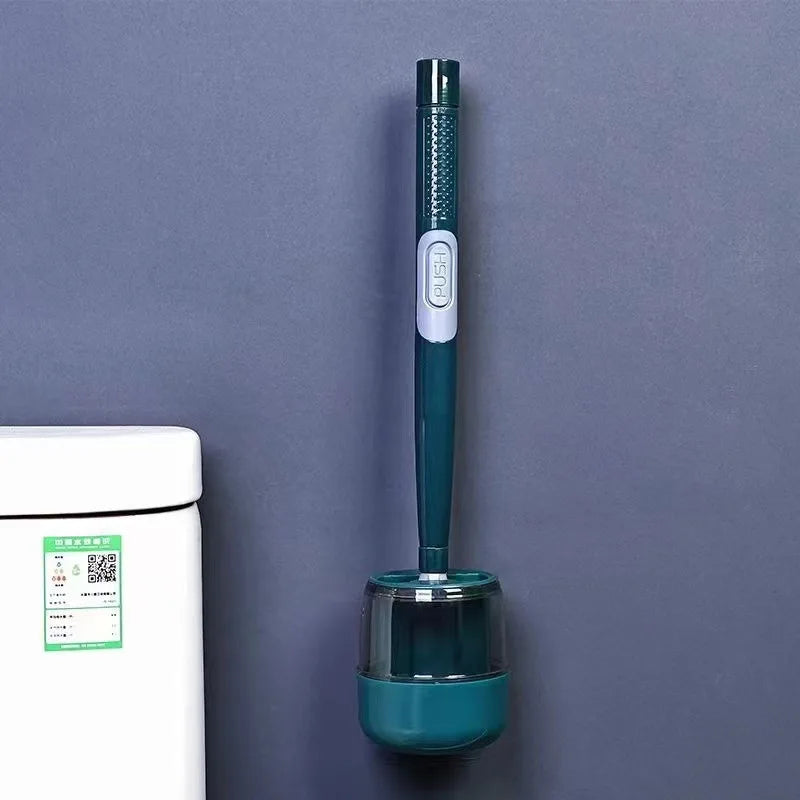 Long handle toilet brush with support for efficient cleaning - Green