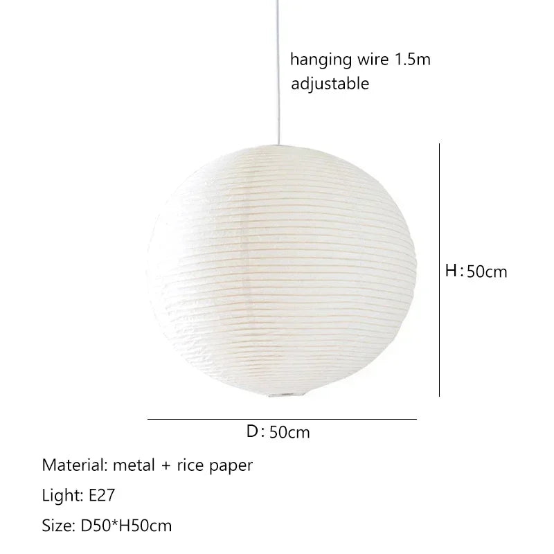 Japanese style rice paper art during light, lantern ball bedroom, living room, tea room, Zen lamp decoration during light - D50cm / neutral light