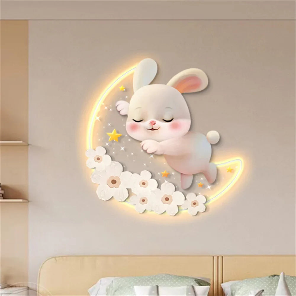 Rabbit wall sconce with strawberries for decorative children's room - view 3
