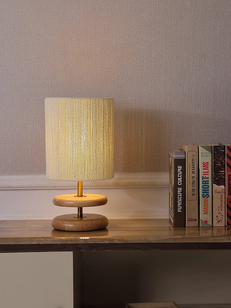 Solid Wood Design Creative Walnut Color Living Room, Study, Bedroom, Bedside, Japanese Style Atmosphere Decoration E27 Desk Lamp - view 3