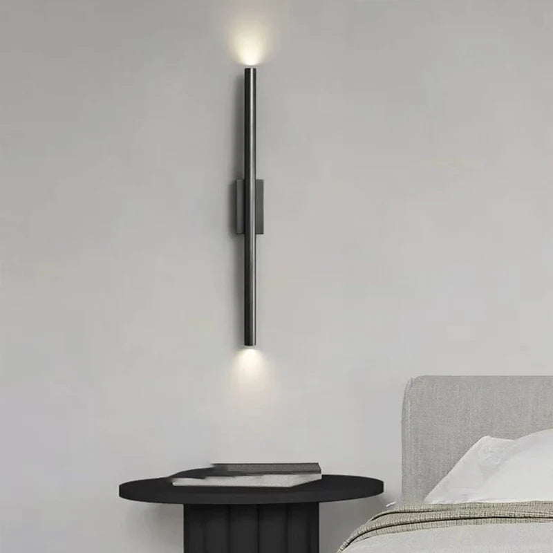 Modern brass black and copper wall sconce with natural light - view 2