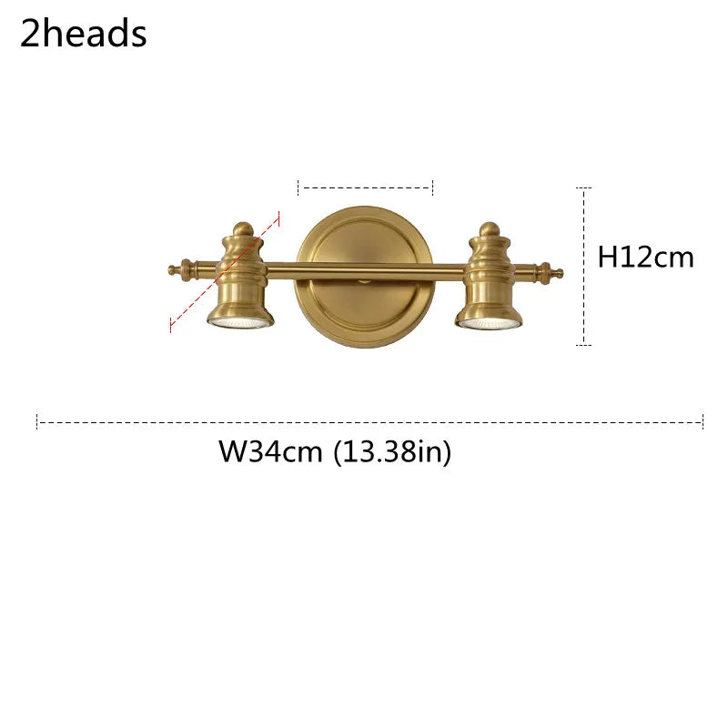 American Bronze Mirror Front Light , Bathroom Wall Lamps Mirror Light ,Powder Room Mirror Wall Lights Lighting LED Makeup Mirror - 2 Heads Bronze B / Light Warm