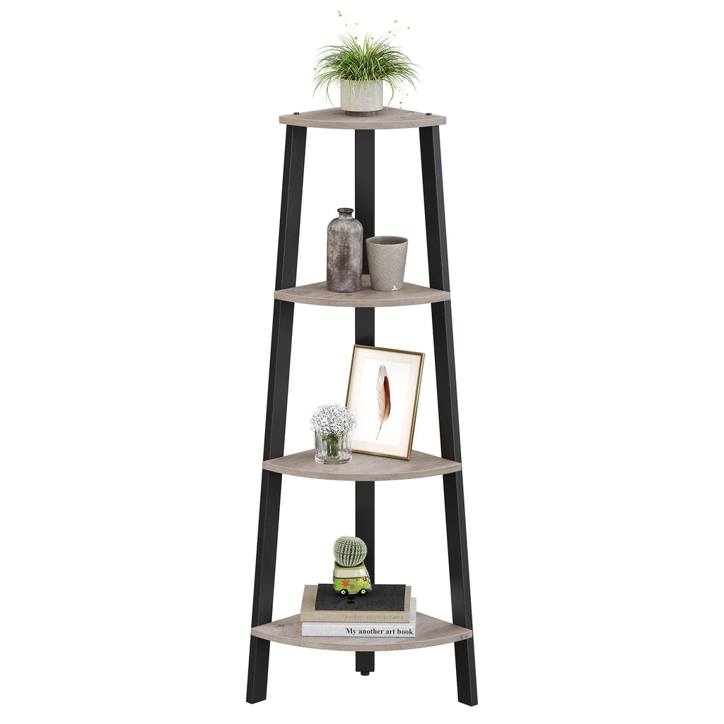 VASAGLE Corner Shelf Unit, 4-Tier Corner Shelf, Ladder Shelf for Living Room, Bookshelf or Plant Stand, Industrial Accent - view 6
