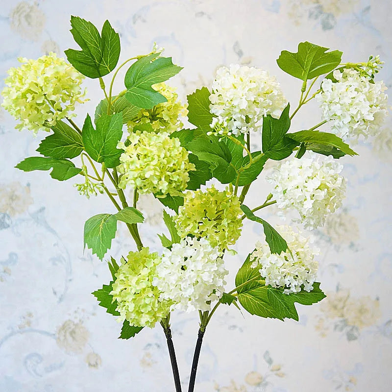 Silk Hortensia Snowball Artificial Flower Arrangement, Style Two