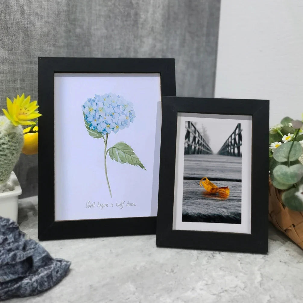Retro wooden photo frame for office decoration - Black Frame / 10X15cm 6 pouces