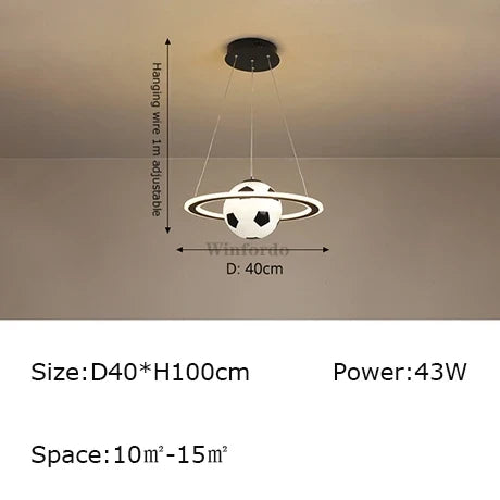 Creative pendant light earth moon football original design - Style D Black D40cm / Cool White 6000K