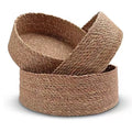 3 Size Woven Storage Basket, Organize Straw Cosmetics Storage Basket, Snack Food Storage Table Basket Made of Cattail Material - Brown / 3PCS SETS