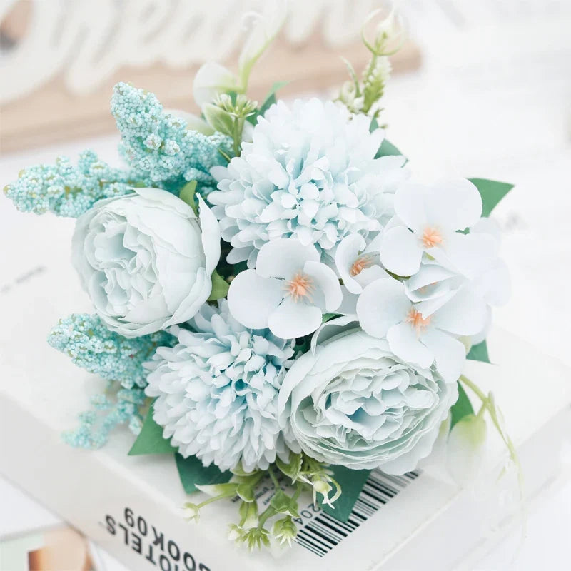 Wedding bouquets in peony silk floral decorations for wedding - Blue