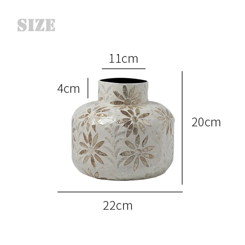 Ahunderjiaz-French Vintage Shell Vase, Living Room Countertop, Flower Arrangement, Home Decorations, Photography Props, 2024 - B