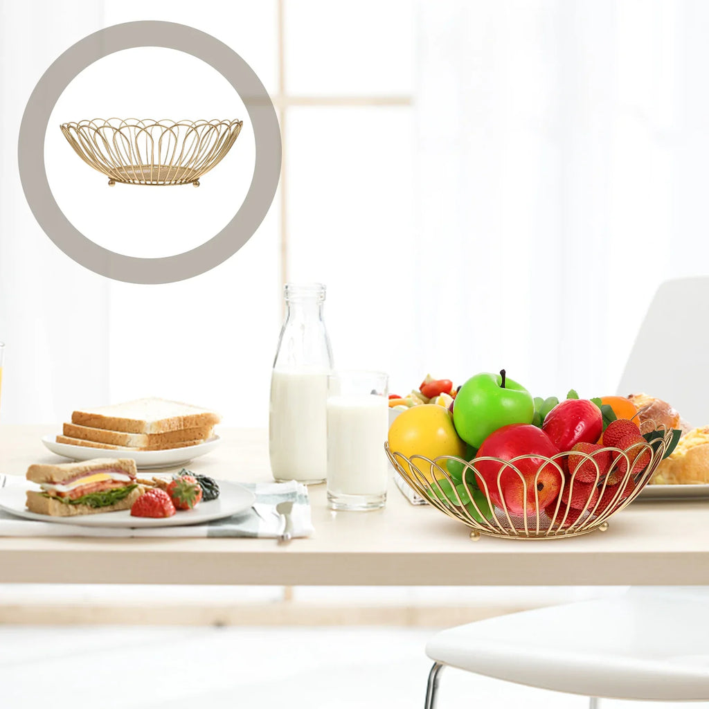 Iron storage shelves for multifunctional plates and fruit - Gold 29.50 x 29.50 x 10