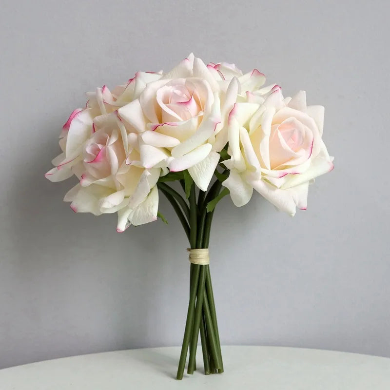 Bouquet of realistic artificial rose wines for wedding and decoration