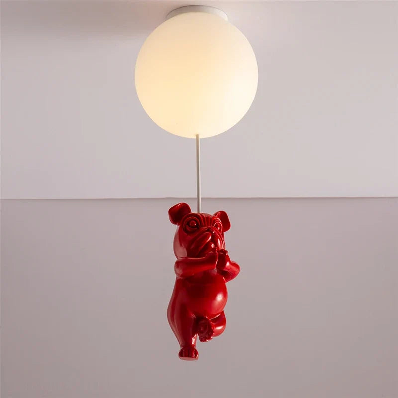Creative animal dog ceiling lamp in resin for fun decor - B / D13cm