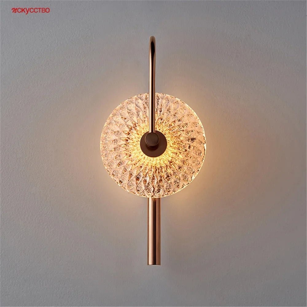 Led wall sconce in luxury glass for artistic lighting