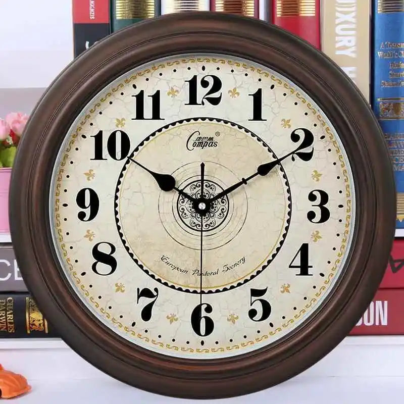 Classic silent retro wall clock in abs quartz - Wood Number