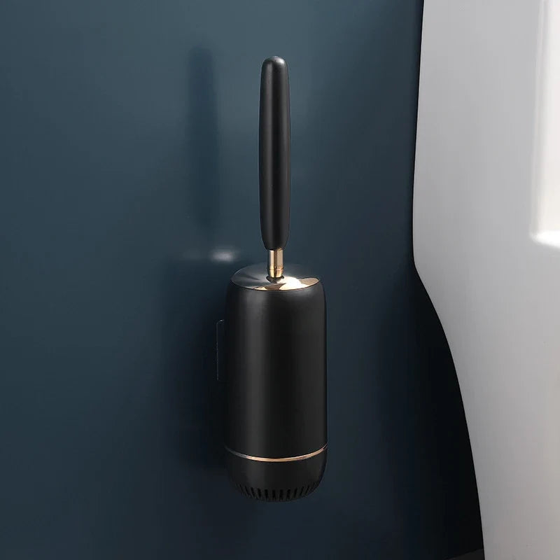 Wall toilet brush without silicone perforation with long handle - Black As Pictured