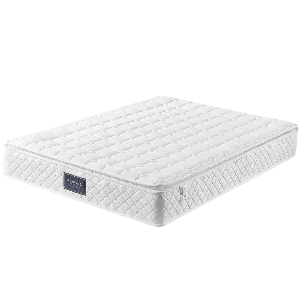 Spring mattress, 7 zones cold foam mattress, pocket spring, quilted microfiber cover topping, hardness H3, 25cm height - White-Polyester / 140x200cm / GERMANY|WHITE
