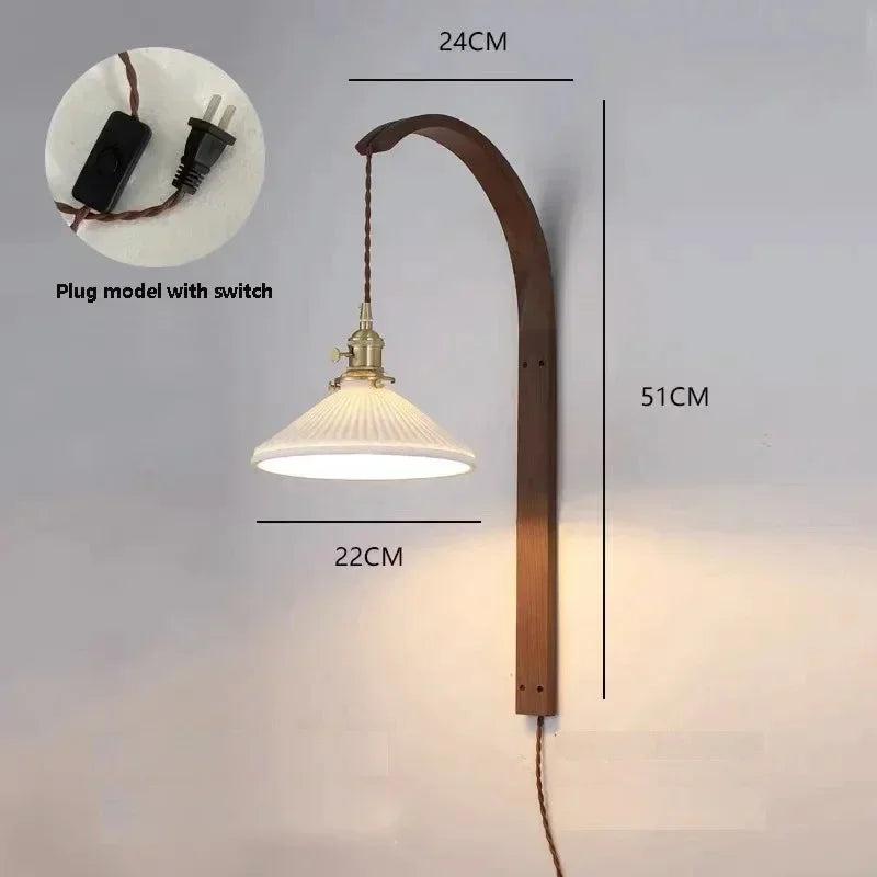Modern walnut wood lamp with decorative led light - C - Avec prise / Warm Light 3000K