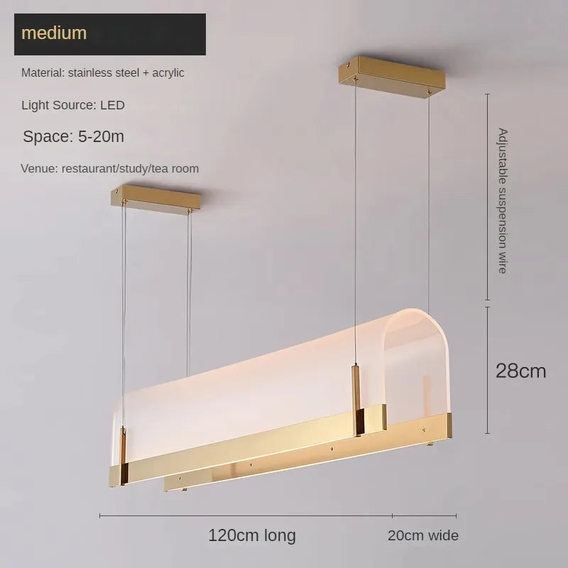 Acrylic chandelier for restaurant and postmodern living room - L 120cm / 3 modifiables