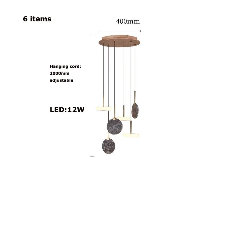 Pendant wooden marble trend 2024 modern light fixture for interior - 6 item / Dimmable
