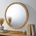 Wall mirror framed in natural rattan hand made decorative and elegant
