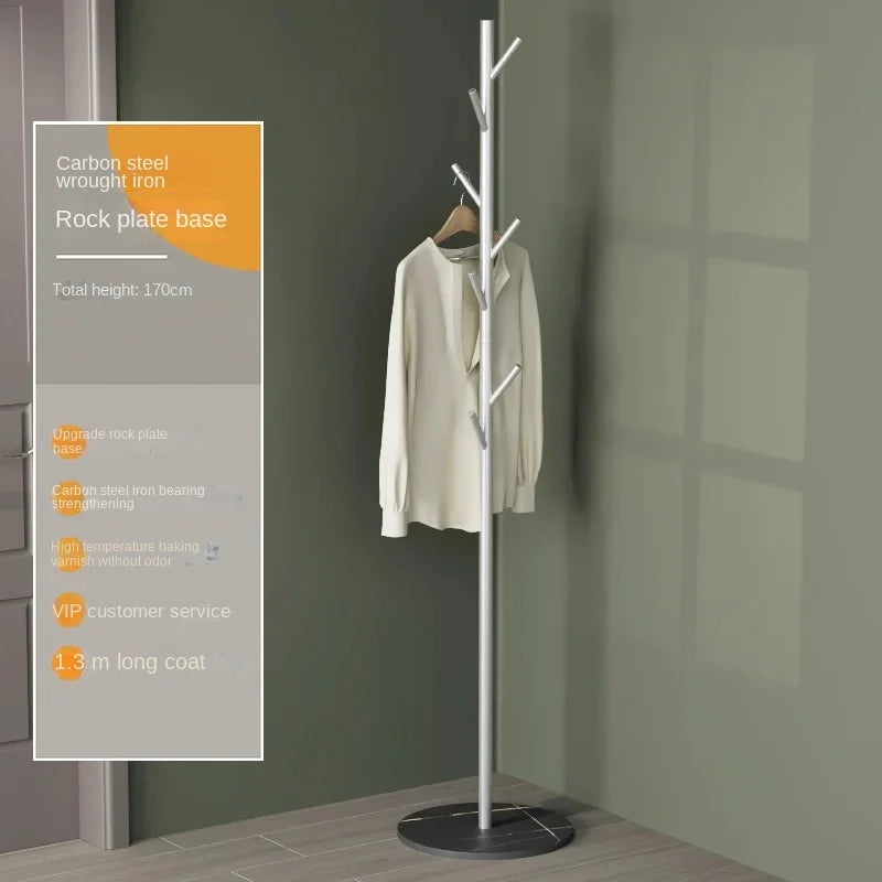 Floor To Floor Bedroom Light Luxury Rock Plate Base Metal Hanger, Marble Scarf and Bag Rack for Entering The Home Coat Rack - Style20