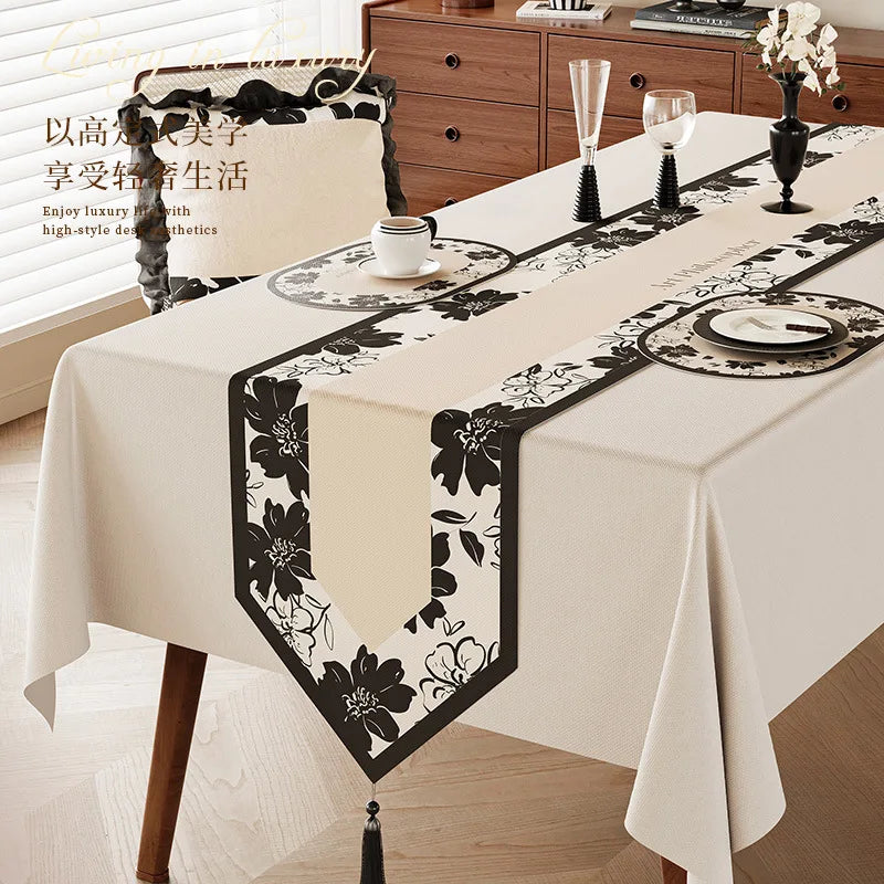 Linen table runner floral vintage floral pattern countryside 7 words - 30x120cm
