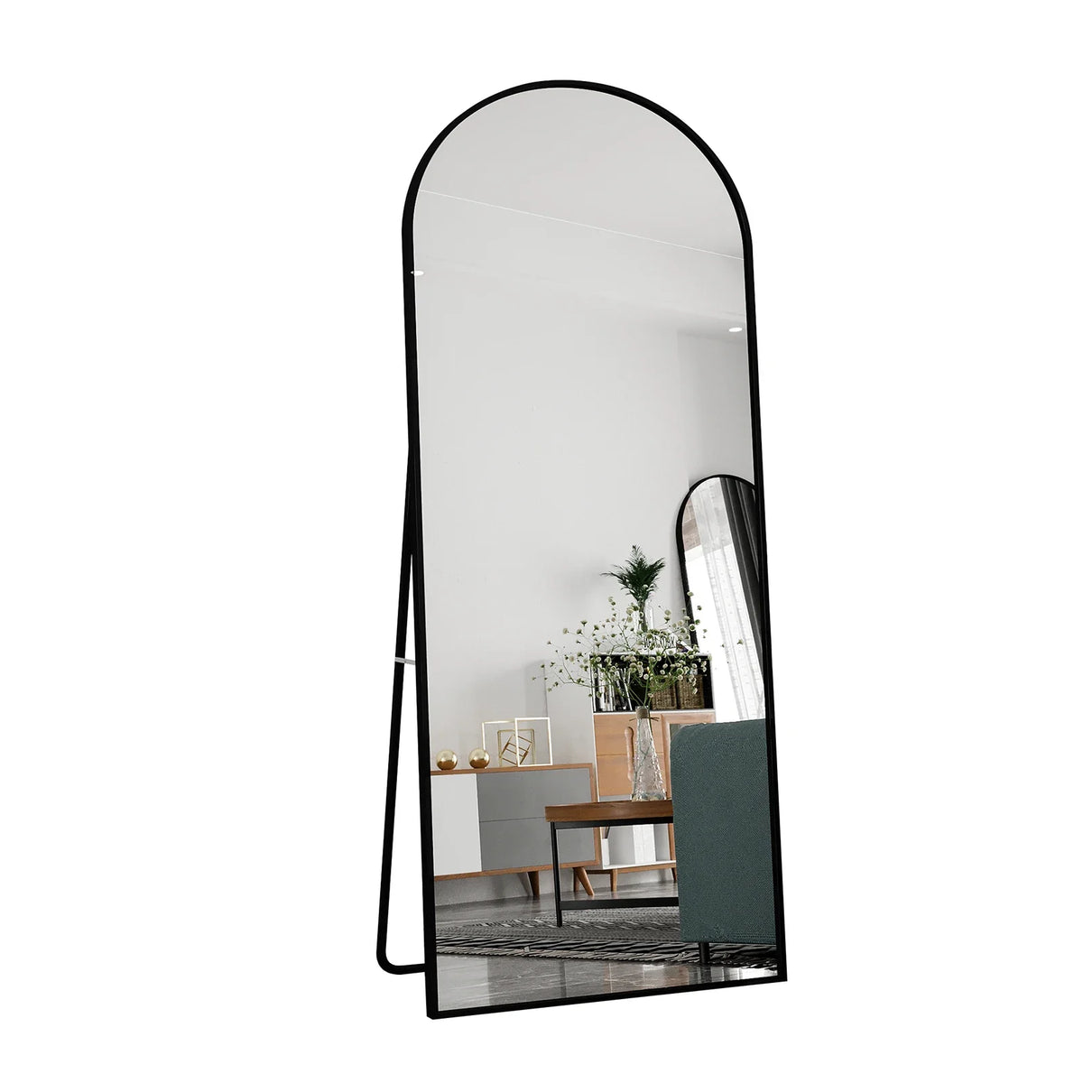Bow Full Length Mirror 180x80cm, Full Body Wall Mirror With Aluminum Frame,Full Body Mirror for Bedroom Living Room - balck 180x80cm