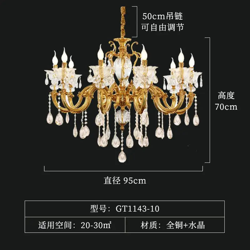 Modern led chandelier in crystal and copper - 10 lights
