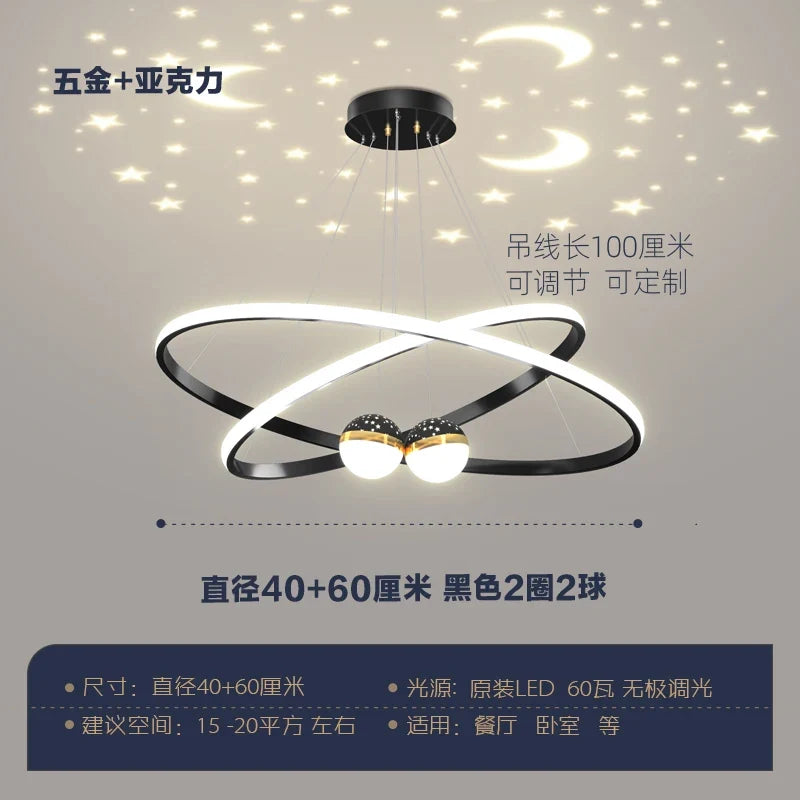 Star LED pendant light for interior decorative lighting - 40,60 cm / Golden Lamp Body / Gradation à distance