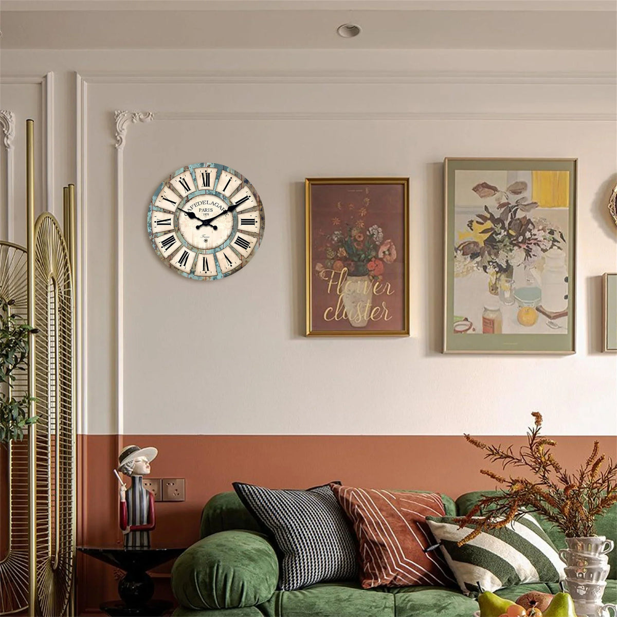 A Country Retro Style Wooden Round Wall Clock, Wooden Texture Design Wall Clock, Silent and Non-Drip, Battery Powered Decorative Clock for Home Kitchen, Living Room, Office, Bathroom, Bedroom 11.2inch Inches 15.6inch Inches ( - view 5