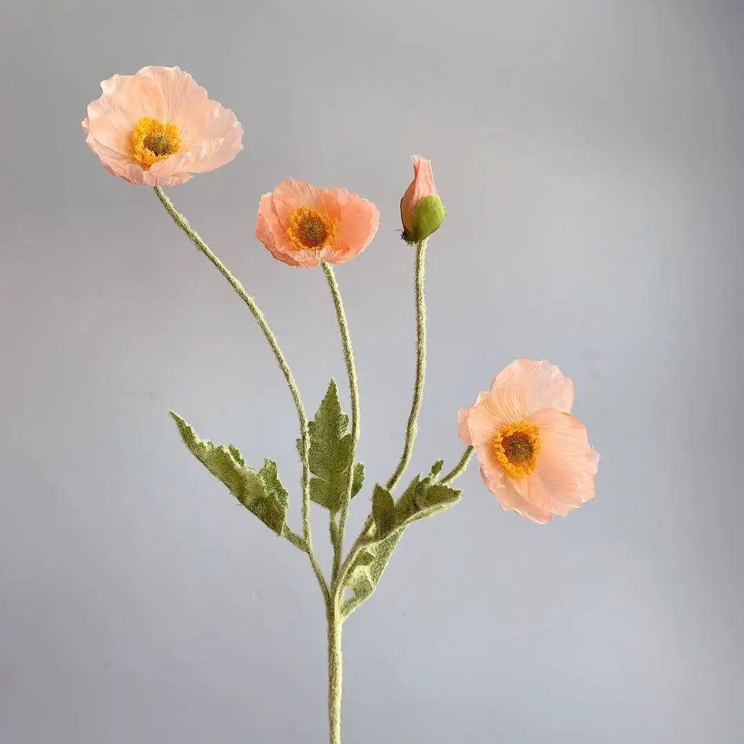 Bouquet of artificial flowers poppy for home decoration garden party - Abricot moelleux