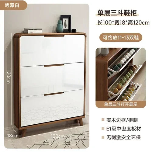 Minimalist vintage wooden shoe shelf and space gain - Style13