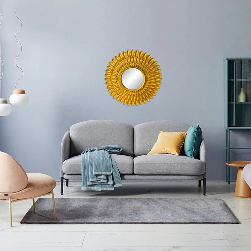 Decorative mirror round hanging bohemian style vintage Nordic - view 5