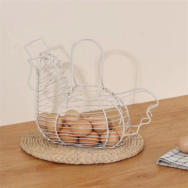 Forged iron storage basket in the shape of chicken for eggs and fruit - view 2