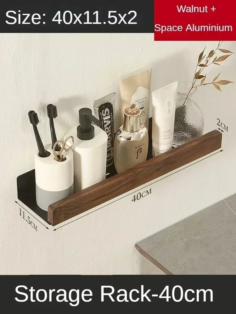 Wooden and aluminum towel holder wall organizer for shower accessories - BS180110240
