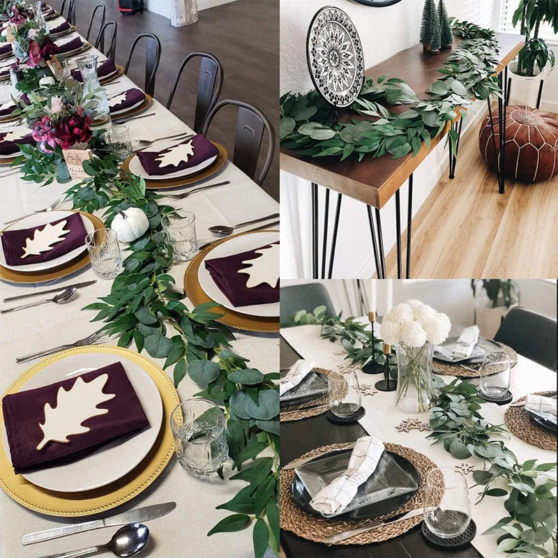 Artificial garland in false eucalyptus for festive decoration - view 7