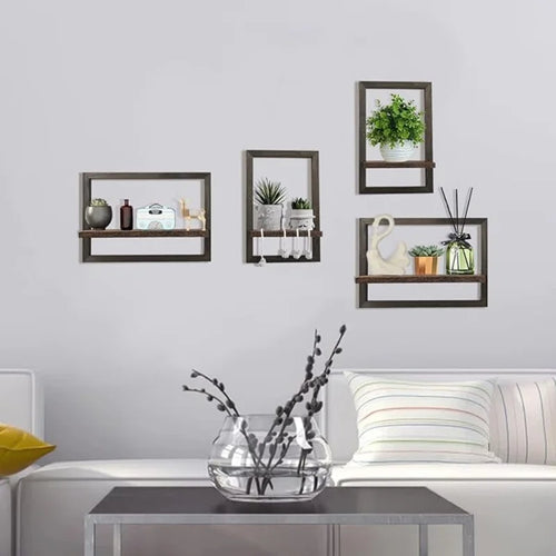 4 Pcs Floating Shelves for Wall, Rustic Wood Wall Shelves for Wall decor Mounted Shelves Bathroom, Living Room, Kitchen Storage - view 2