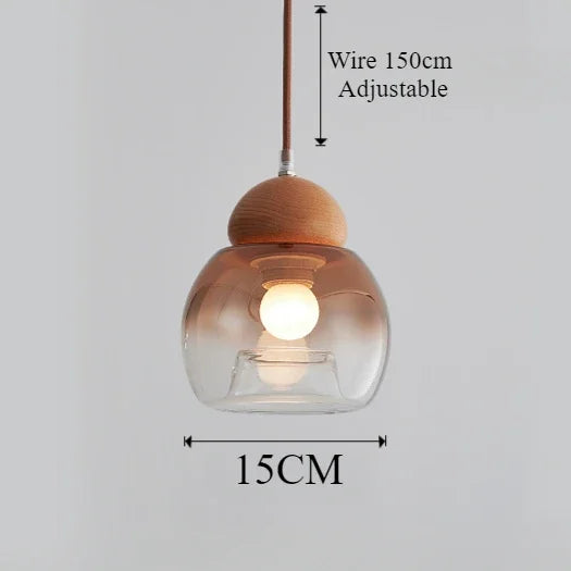 Retro glass pendant light medieval style for modern decoration - Burlywood Wood / 3-Color Lights