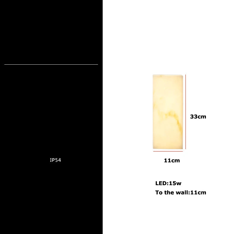 Wall sconce art decorative waterproof marble for indoor and outdoor - White hardware / Warm light / 33cm