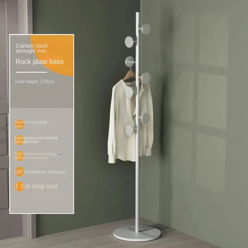 Floor To Floor Bedroom Light Luxury Rock Plate Base Metal Hanger, Marble Scarf and Bag Rack for Entering The Home Coat Rack - Style24