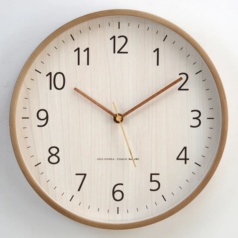 Wall clock in modern wood creative home decoration - One / 12 inches